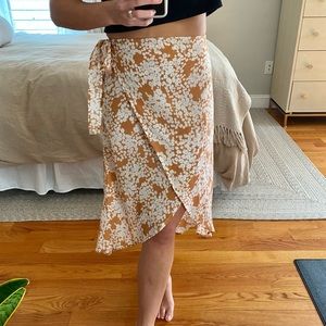 Orange floral wrap skirt